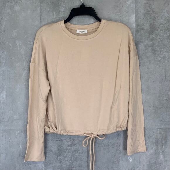 SOPHIE RUE Tan Crewneck Drawstring Hem Pullover Long Sleeve Sweater SZ S - Picture 1 of 8